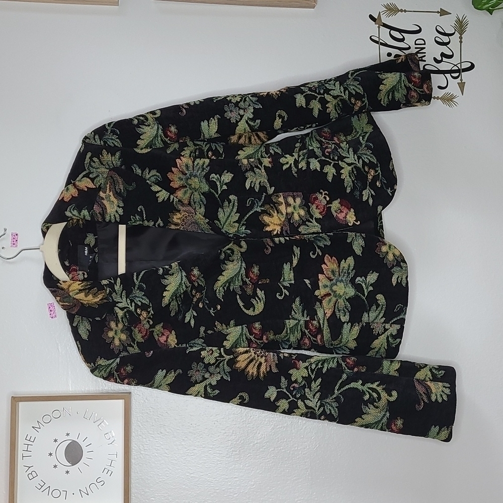H&M Black Floral Blazer